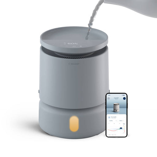 Blueair - Smart Dreamwell Evaporative Humidifier 1-Gallon Tank Mist  Mold Free 596 sq ft Grey - Gray