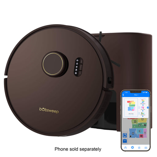 bObsweep - Self-empty Robot Vacuum Cleaner with 100-Day Dock Activate Charcoal Odor Filtration and LiDAR Mapping - Chocolate