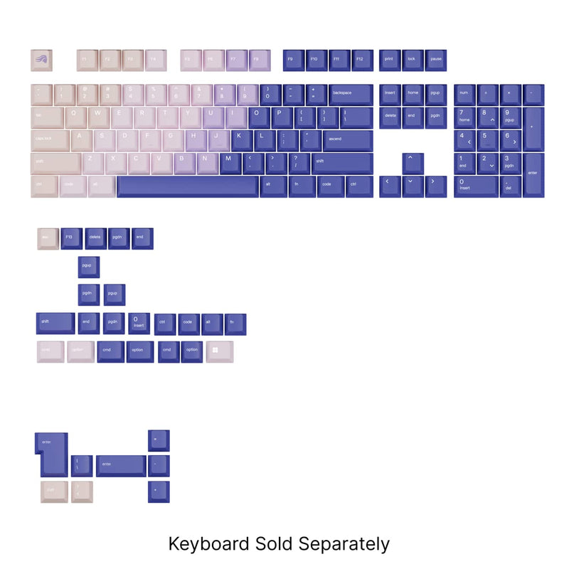 Glorious - GPBT Gradient Universal Keycap Set Compatible with Most 100 85 80 TKL 60 Compact 75 Mechanical Keyboards - Purple Haze