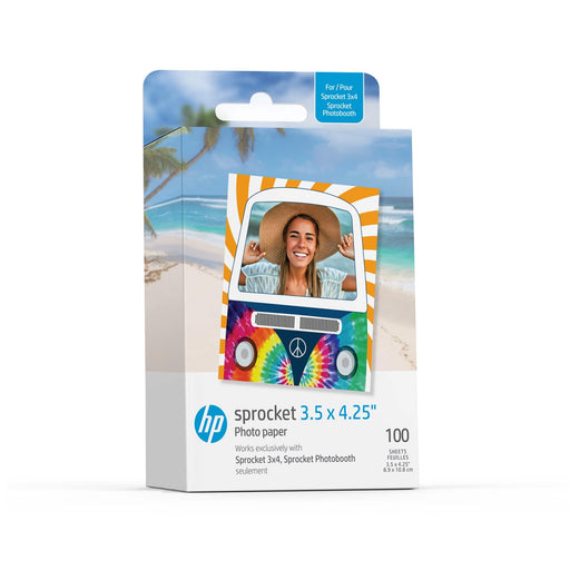 Sprocket 3.5 x 4.25 Zink Sticky-Backed Photo Paper (100 Pack) Compatible with HP Sprocket 3x4 Photobooth - White