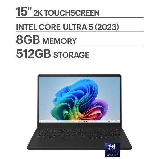 LG - gram Book 15" Touch-screen Laptop FHD Intel Core Ultra 5 115U Processor with 8GB RAM - 512GB SSD - Titan Black