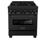 ZLINE - 30" Legacy Dual Fuel Range w/ 4 Brass Burners  Oven in Black Stainless Steel (RAB-BR-30) - Black Stainless Steel/Brass Burners