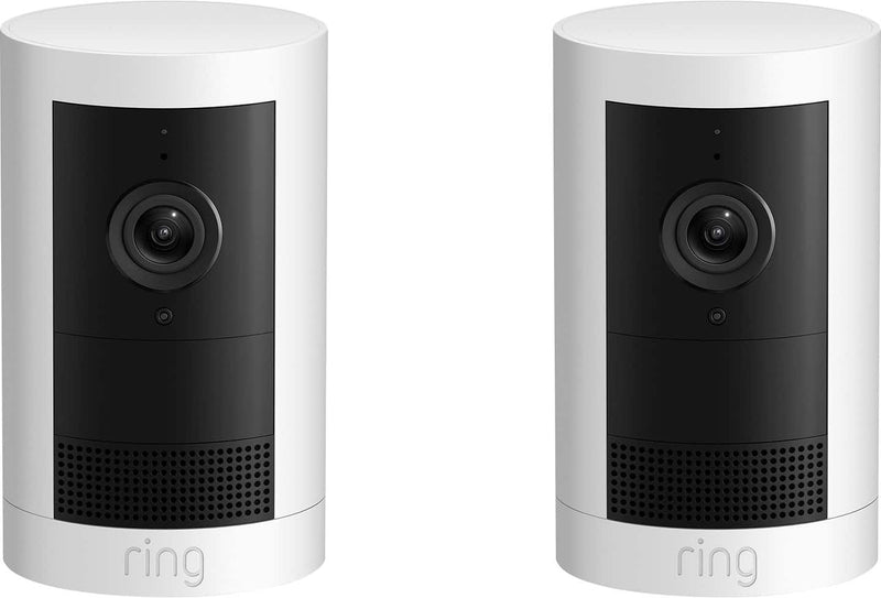 Outdoor Cam Plus Battery 2pk with 2K Video and Ring Vision Low-Light Sight and Mount-Anywhere Versatility - White