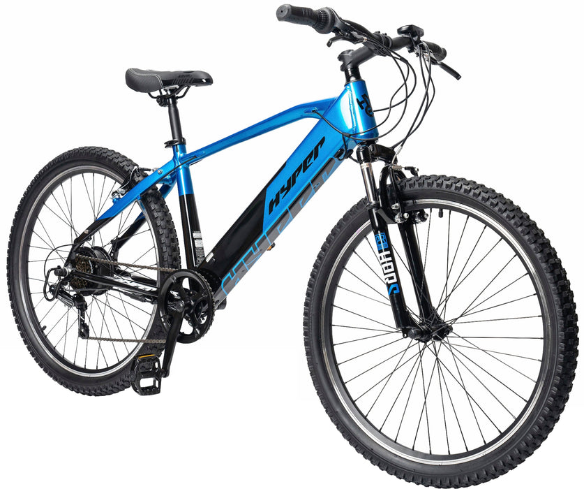 Hyper - 26" Mountain Electric Bike eBike w/ 20mph Max Speed  20 Mile Operating Range - Universal Size - UL Approved  Certified - Blue