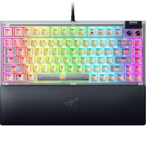 Razer - Blackwidow V4 75 Wired Mechanical Orange Switch Gaming Keyboard with Hot-Swappable Design - Phantom White