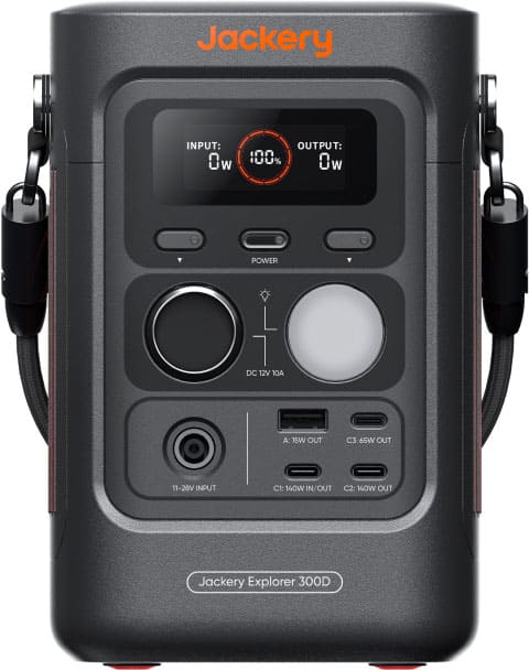 Jackery - Explorer 300D (288Wh) Compact Portable Power Station for Everyday Devices and Outdoor Adventures (288 Wh Capacity) - Black