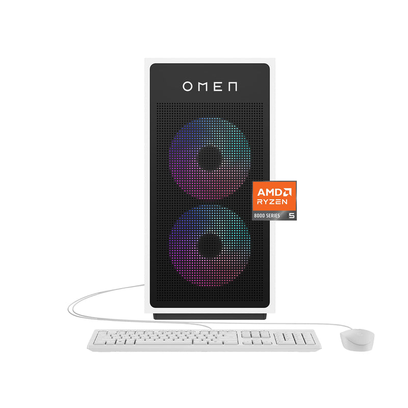 HP OMEN - 35L Gaming Desktop - AMD Ryzen 5 8400F - 16GB DDR5 Memory - NVIDIA GeForce RTX 5060 - 1TB SSD - Panda Metal