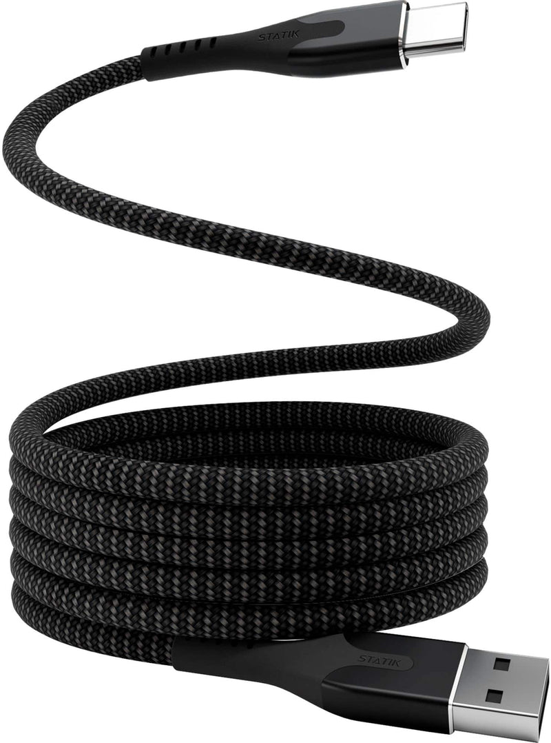 STATIK - Magstack 3 Foot USB-A to USB-C Magnetic Charging Cable - Black