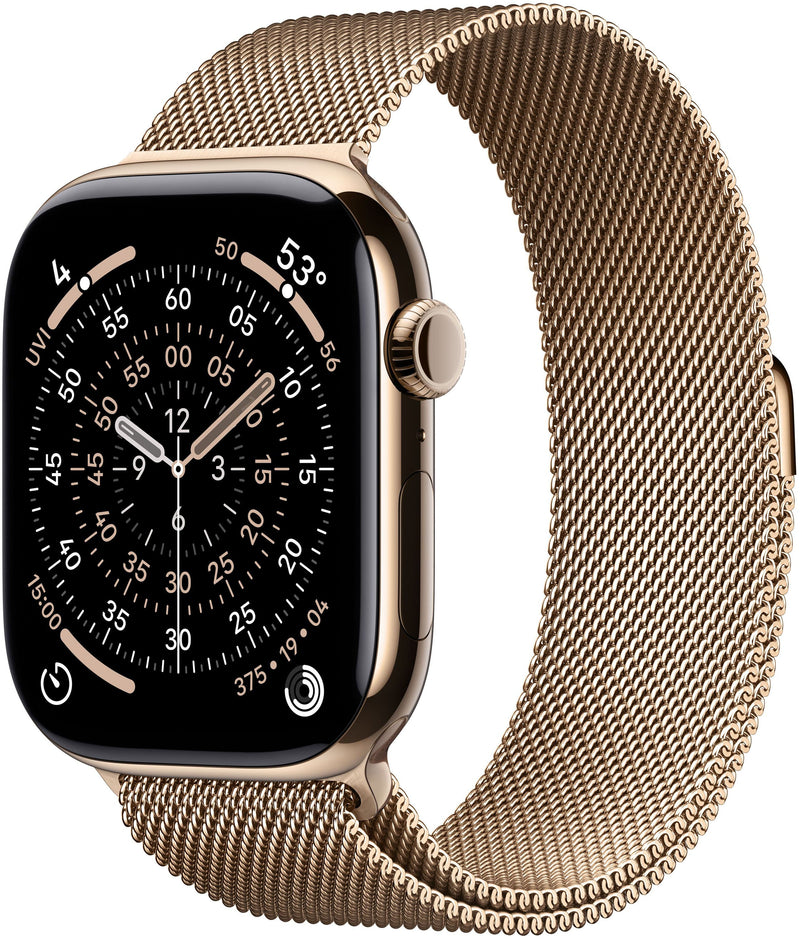 Apple Watch Series 11 (GPS+Cellular) 46mm Titanium Case with Gold Milanese Loop - M/L - Gold - (2025)