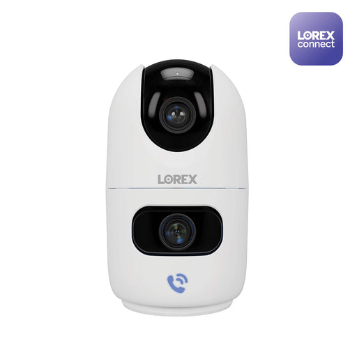 Lorex - 2K Dual-Lens Indoor Pan-Tilt Wireless Camera - White
