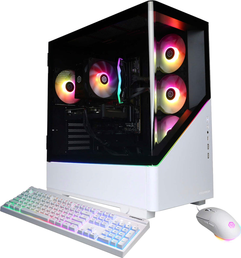 CyberPowerPC - Gaming Desktop - AMD Ryzen 7 9700X - AMD Radeon RX 9060 XT 8GB - 16GB DDR5 - 2TB PCIe 4.0 SSD - White