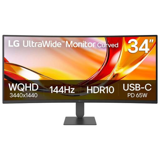 LG - UltraWide 34" WQHD 144Hz Curved Monitor FreeSync Premium HDR10 (HDMI DisplayPort USB-C) - Black