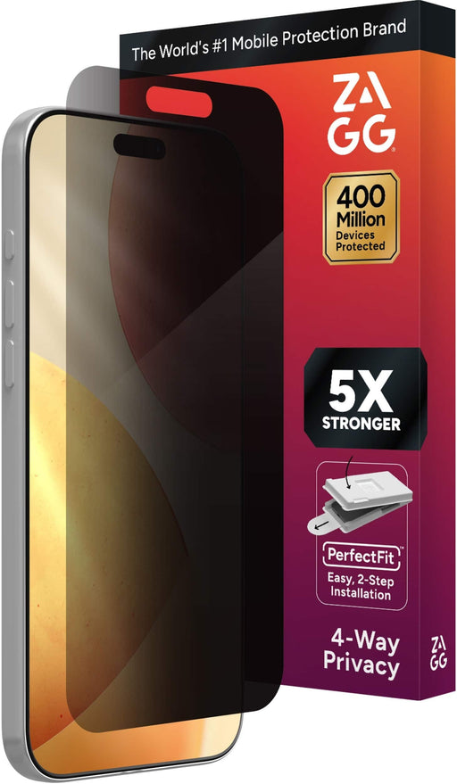 ZAGG - 4-Way Privacy XTR Glass Screen Protector for Apple iPhone 17 Pro Max - Clear
