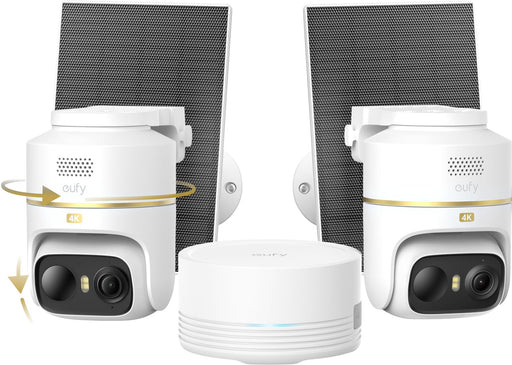 eufy - eufyCam C37 2-Cam Kit with HomeBase Mini 4K Solar Security Cameras 360 PTZ AI Tracking No Monthly Fee - White