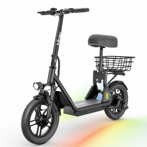 HiBoy - U3 Electric Scooter with Seat 500W Motor Neon Lights 25-Mile Range  20 mph Max Speed 14" Tires - Black