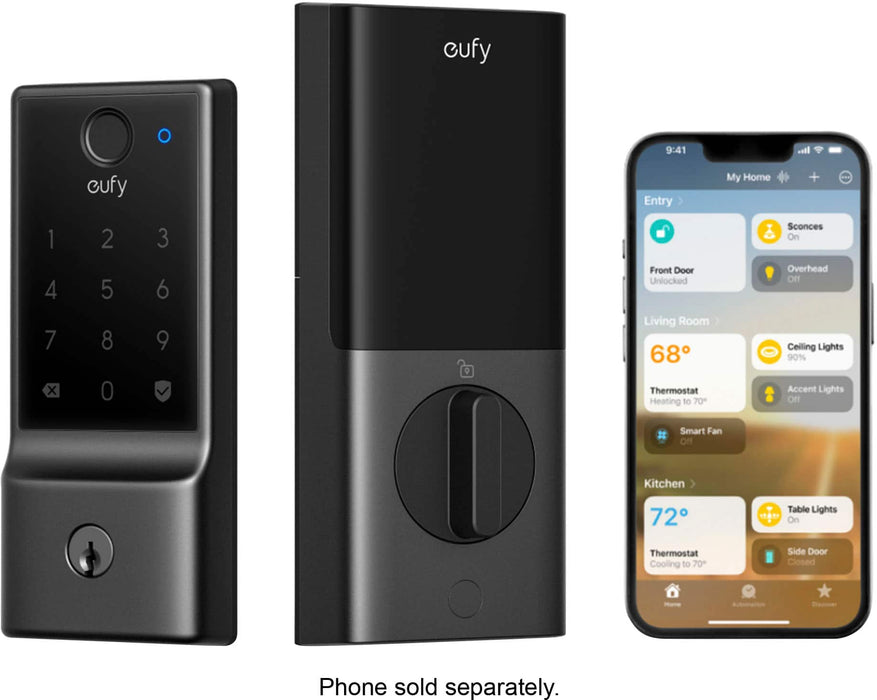 eufy Security - Smart Lock E31 WiFi Replacement Deadbolt Unlock with eufy App Keypad Smart Devices and Fingerprint - Black