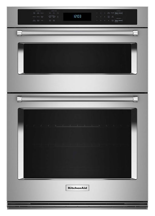 KitchenAid - 30" Built-In Electric Convection Double Wall Combination with Microwave and Air Fry Mode - Stainless Steel