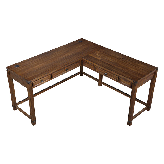 OSP Home Furnishings - Baton Rouge L-Shape Desk - Brushed Walnut