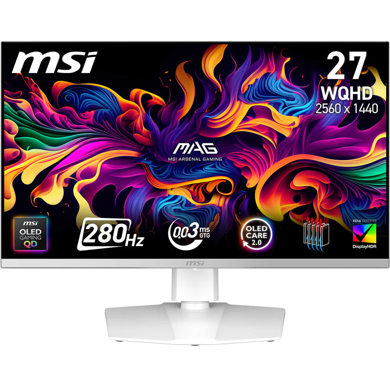 MSI - MAG 271QPW QD-OLED X28 27" Quantum Dot OLED QHD 280Hz 0.03ms FreeSync Gaming Monitor (DisplayPort HDMI USB) - White