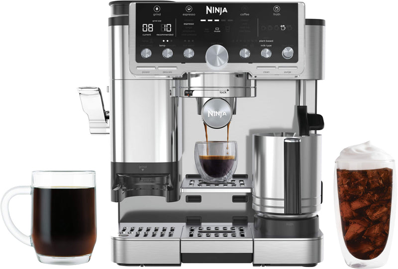 Ninja - Luxe Caf Pro Series 4 in 1 Espresso Drip Coffee Cold  Hot Brew Tamper Grinder Scale Hands-Free Frother - Stainless Steel