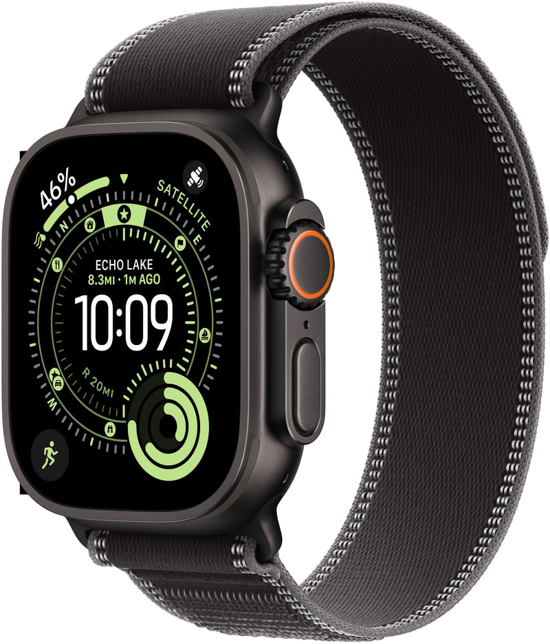 Apple Watch Ultra 3 (GPS+Cellular) 49mm Titanium Case with Black/Charcoal Trail Loop - S/M - Black - (2025)