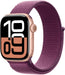 Apple Watch Series 10 (GPS+Cellular) 42mm Aluminum Case with Plum Sport Loop - Rose Gold