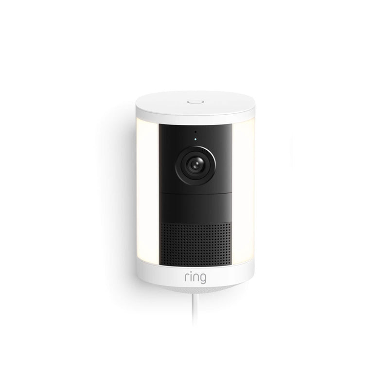 Ring - — Spotlight Cam Plug-In (newest model) Wide-Angle Retinal 2K Video 6x Enhanced Zoom Motion-Activated Spotlights - White