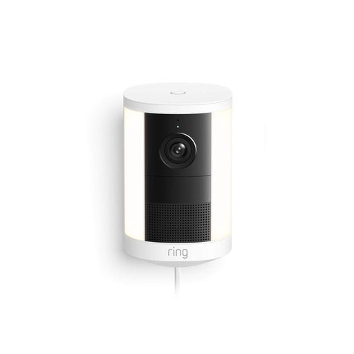 Ring - — Spotlight Cam Plug-In (newest model) Wide-Angle Retinal 2K Video 6x Enhanced Zoom Motion-Activated Spotlights - White