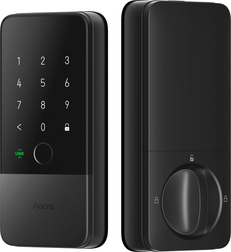 Aqara - UWB Smart Lock U400 Kit with M100 Hub Matter Thread Wifi Apple Home Key Fingerprint Rechargeable Battery - Black