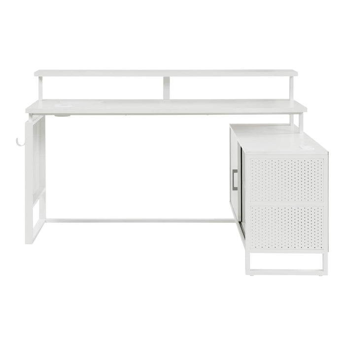 OSP Home Furnishings - ACE L Desk with Hutch Shelf - White