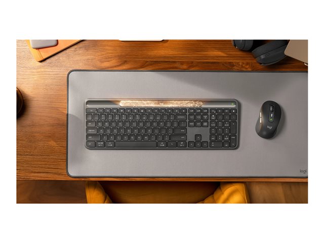 Logitech - Signature Slim Solar+ Wireless Bluetooth Solar and Artificial Light Powered Keyboard with Customizable Keys - Graphite