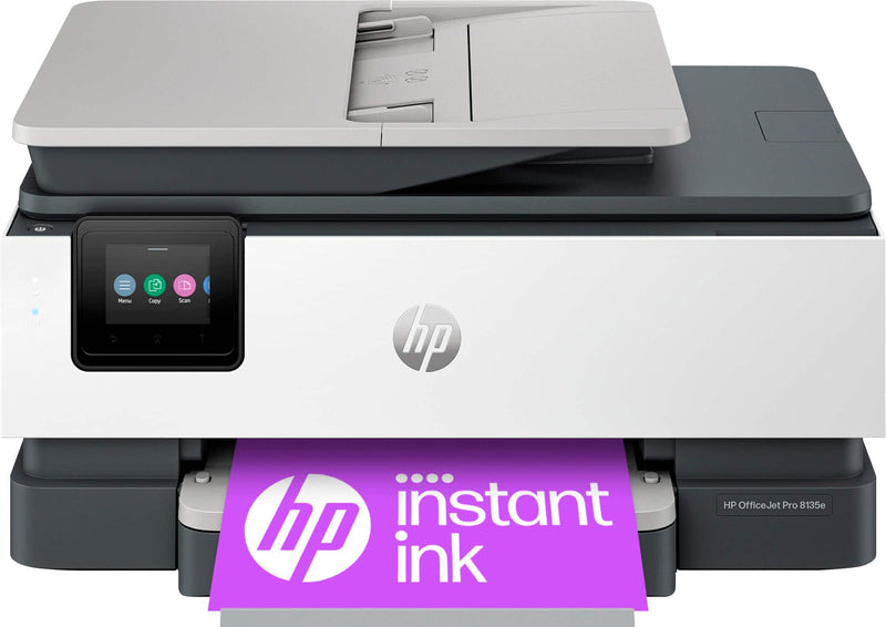 HP - OfficeJet Pro 8135e Wireless AI-Enabled AiO Inkjet Printer w/ 3 Months of Instant Ink (+1 Bonus Month of Ink w/ Code) - White