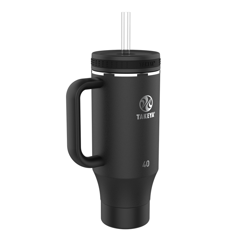Takeya - 40-oz. Straw Tumbler with Handle - Onyx