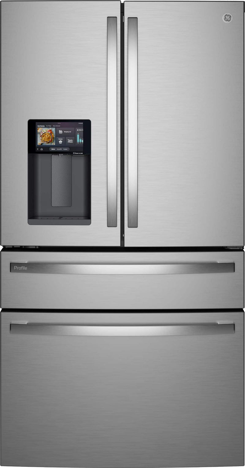 GE Profile - 36 in. Wide 27.9 Cu. Ft. Smart Energy Star 4-Door French Door Refrigerator with Kitchen Assistant - Stainless Steel