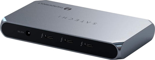 Satechi - Thunderbolt 4 Slim Hub Pro - 5-in-1 Dock- USB-C 60W Single 8k or Dual 4K Display 4 Thunderbolt 4 Ports USB 3.2 Gen2 - Space Gray