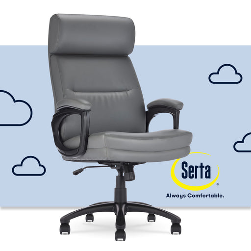 Serta - Comfort Big and Tall Modern Bonded Leather Executive Office Chair - Gray