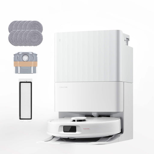 Roborock - Qrevo Series Robot Vacuum  Mop with Multifunctional Dock 10000Pa Suction Anti-Tangle Brush Self-Emptying - White