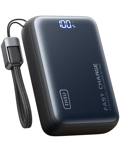 INIU - 100W 25000mAh Power Bank Ultra Compact Fast Charging Portable Charger with USB-C Cable for Laptops Tablets Phones - Black