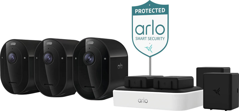 Arlo - Pro Outdoor Security Camera (6th Gen 2025 Release) - Wireless Rechargeable Battery-powered with Charging Station 3-Cam - Black