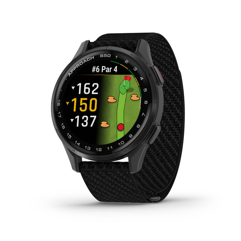 Garmin - Approach S50 GPS Smartwatch 43mm Anodized Aluminum - Slate Aluminum Bezel with Black Nylon Band