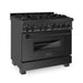 ZLINE - 36" Legacy Dual Fuel Range w/ 6 Brass Burners  Oven in Black Stainless Steel (RAB-BR-36) - Black Stainless Steel