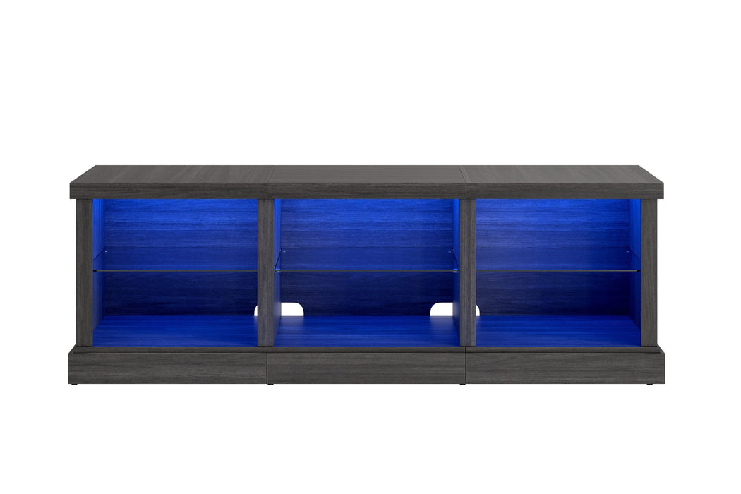 Whalen Furniture - Ligero Transitional 65" TV Console - Dark Steel Gray