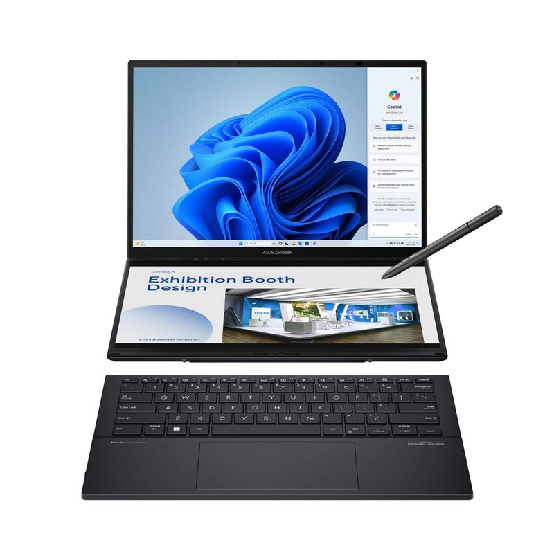ASUS - Zenbook Duo Dual 14" 3K OLED Touch Laptop - Evo Intel Core Ultra 9 285H with 32GB RAM - Intel Arc Graphics - 1TB SSD - Inkwell Gray