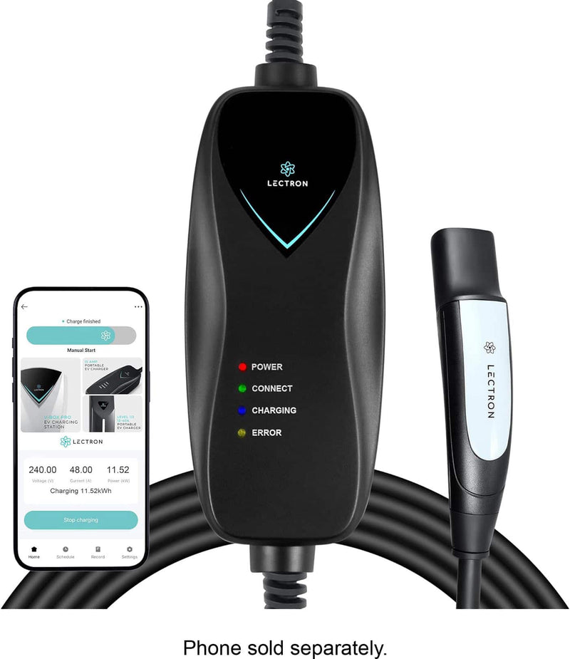 Lectron - Tesla Level 1 NEMA 5-15 Electric Vehicle (EV) Charger-up to 15A-16' - Black