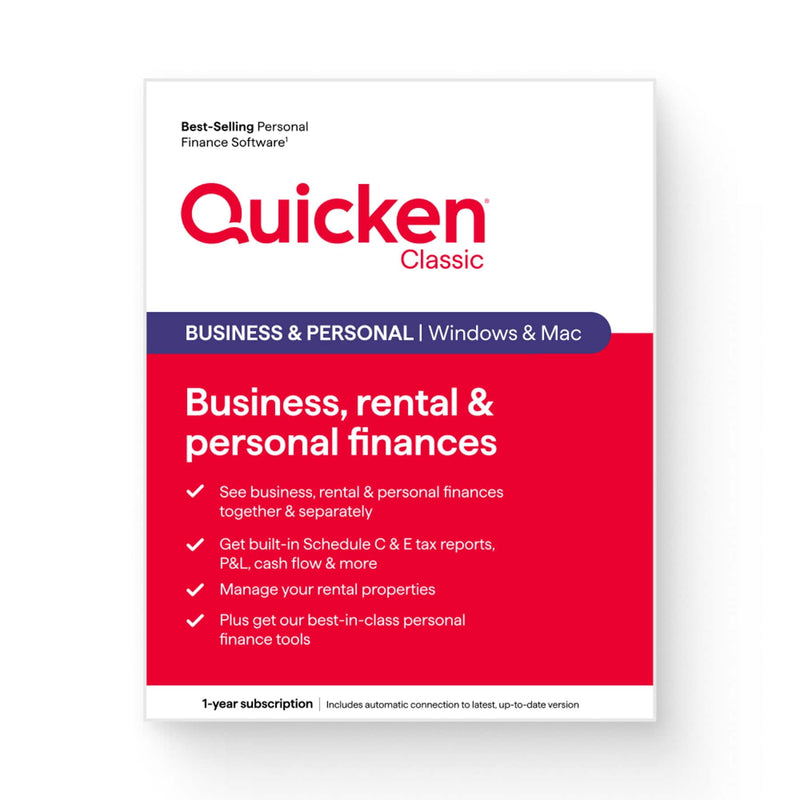 Quicken - Classic Business and Personal 1-Year Subscription - Mac OS Windows Android Apple iOS