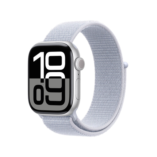 Apple Watch Series 10 (GPS) 42mm Aluminum Case with Blue Cloud Sport Loop - Silver - (2024)