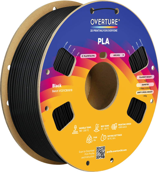 Overture - 1.75 mm PLA 3D Printer Filament - Black