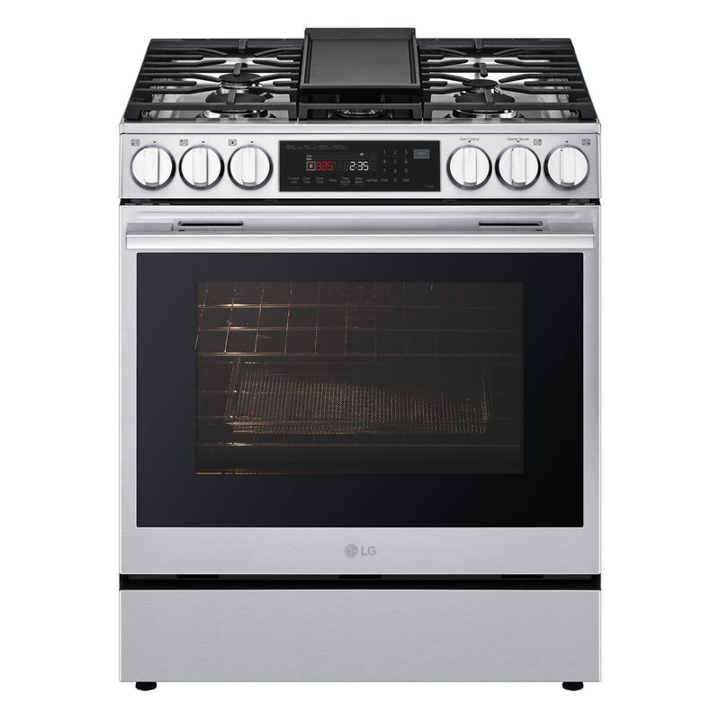 LG - 6.3 Cu. Ft. Slide-In Gas True Convection Smart Range with EasyClean Air Fry and Flex Control Knobs - Stainless Steel