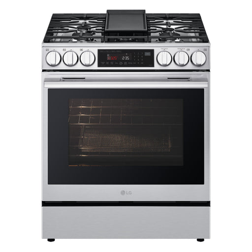 LG - 6.3 Cu. Ft. Slide-In Gas True Convection Smart Range with EasyClean Air Fry and Flex Control Knobs - Stainless Steel