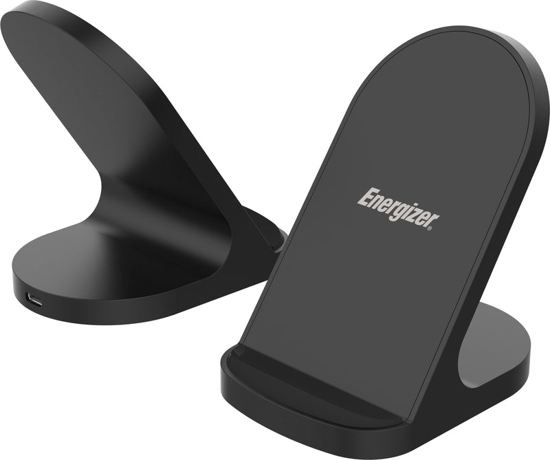 Energizer - Max 15W Qi Certified Universal Wireless Charging Stand - USB-C Cable Included (QC 3.0 or Power Deliver adapter REQUIRED) - Black